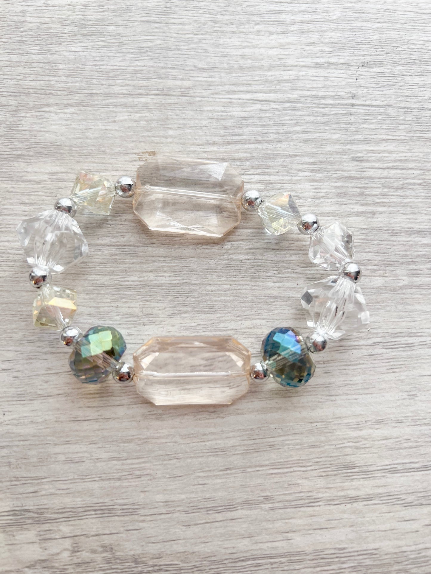 Crystal Champagne Beaded Bracelet