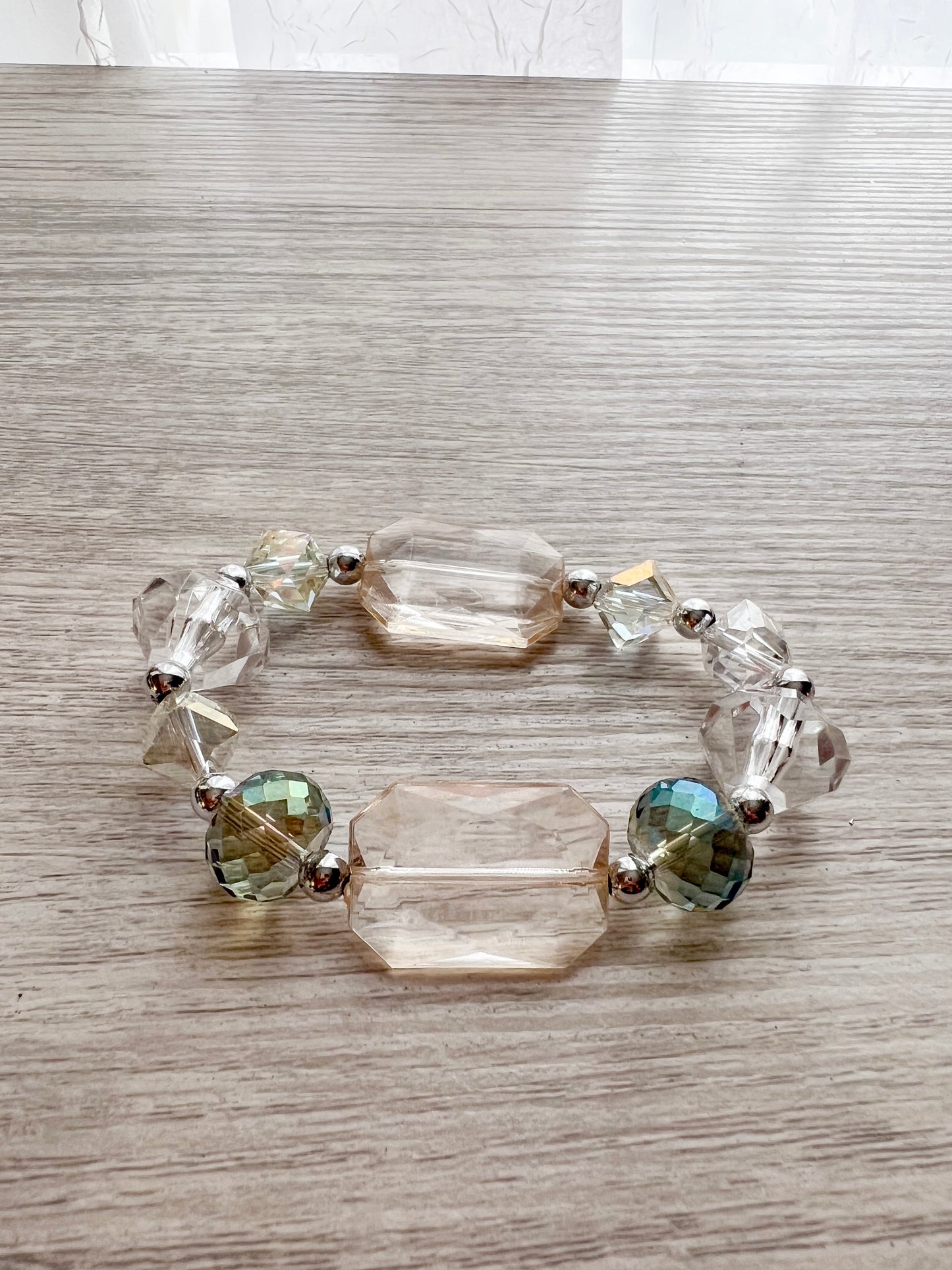 Crystal Champagne Beaded Bracelet