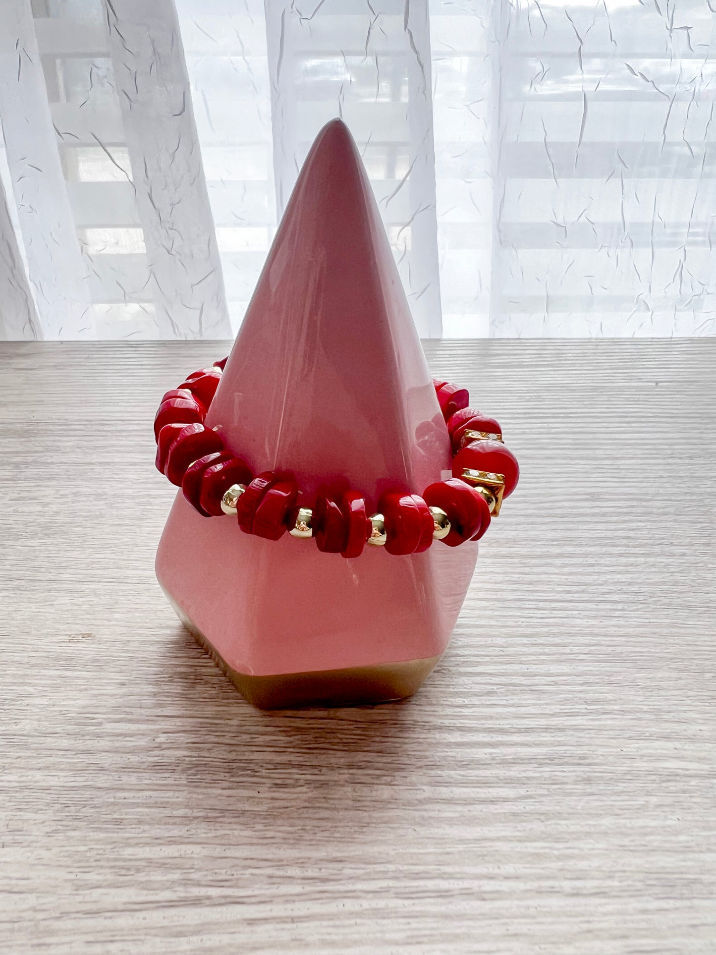 Red and Gold Beaded Bracelet