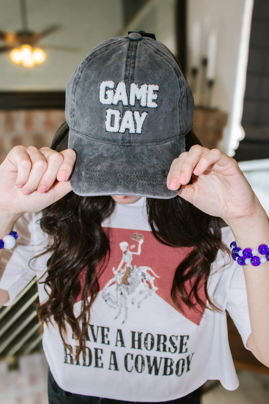 Game Day Embroidered Patch Cotton Baseball Cap